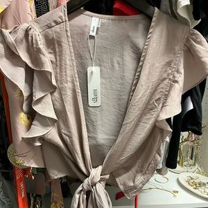 Glam Blush Ruffle Tie-Front Blouse